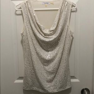 Calvin Klein Sequined Cowl Neck Top